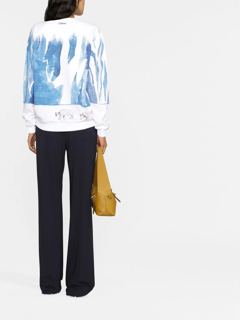 Chloé Graphic-print Crew-neck Sweatshirt In Blue
