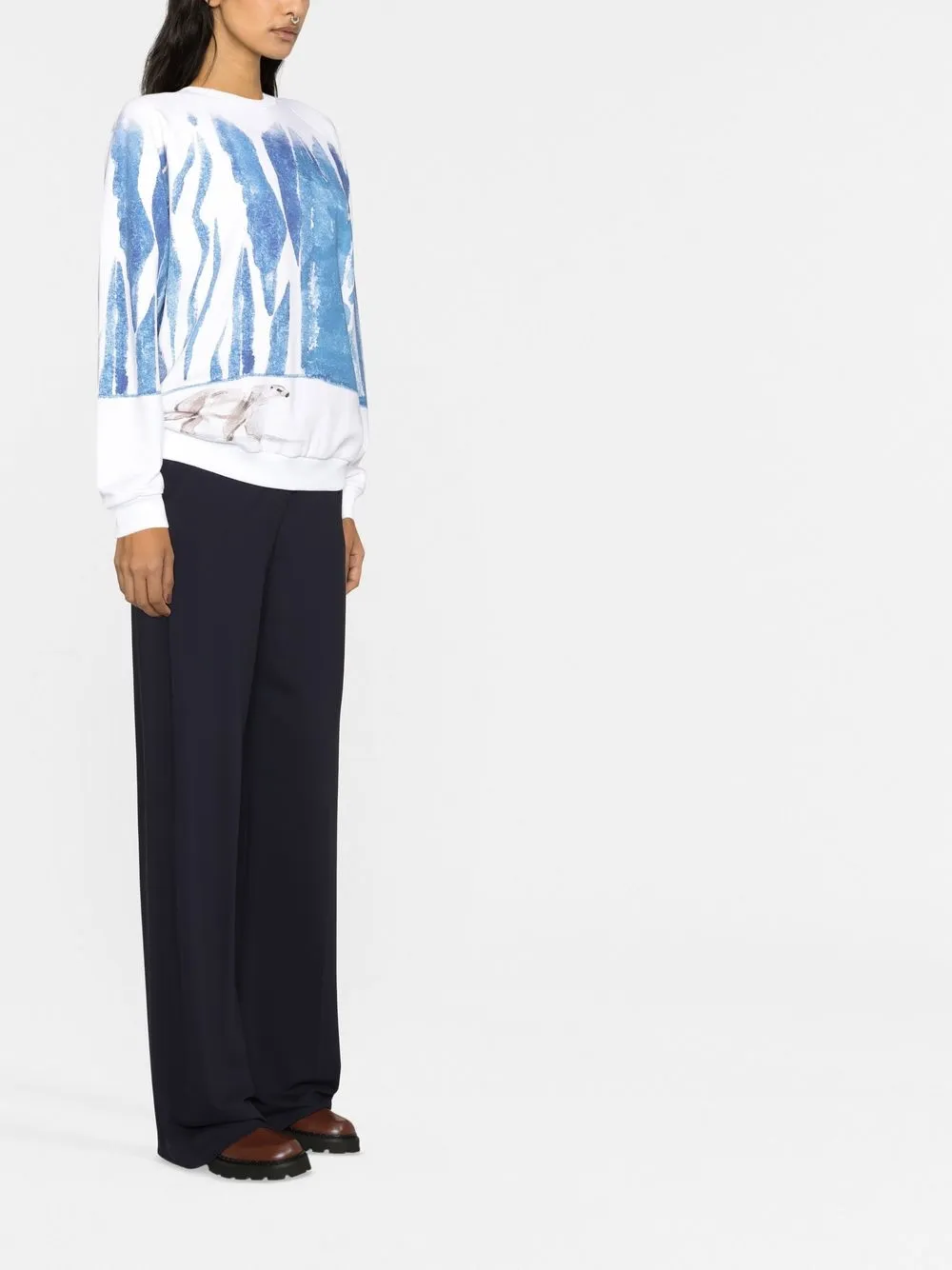 Chloé Graphic-print Crew-neck Sweatshirt In Blue