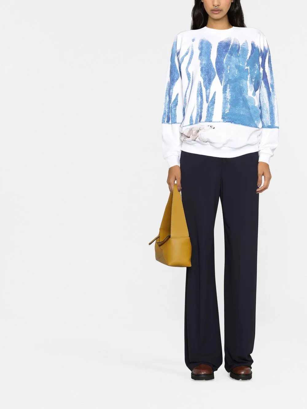 Chloé Graphic-print Crew-neck Sweatshirt In Blue