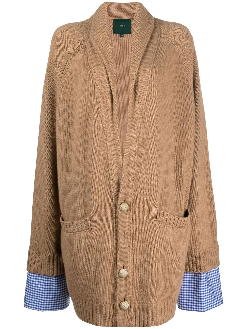 Shop Jejia Oversize-knit Layered-sleeve Cardigan In Braun