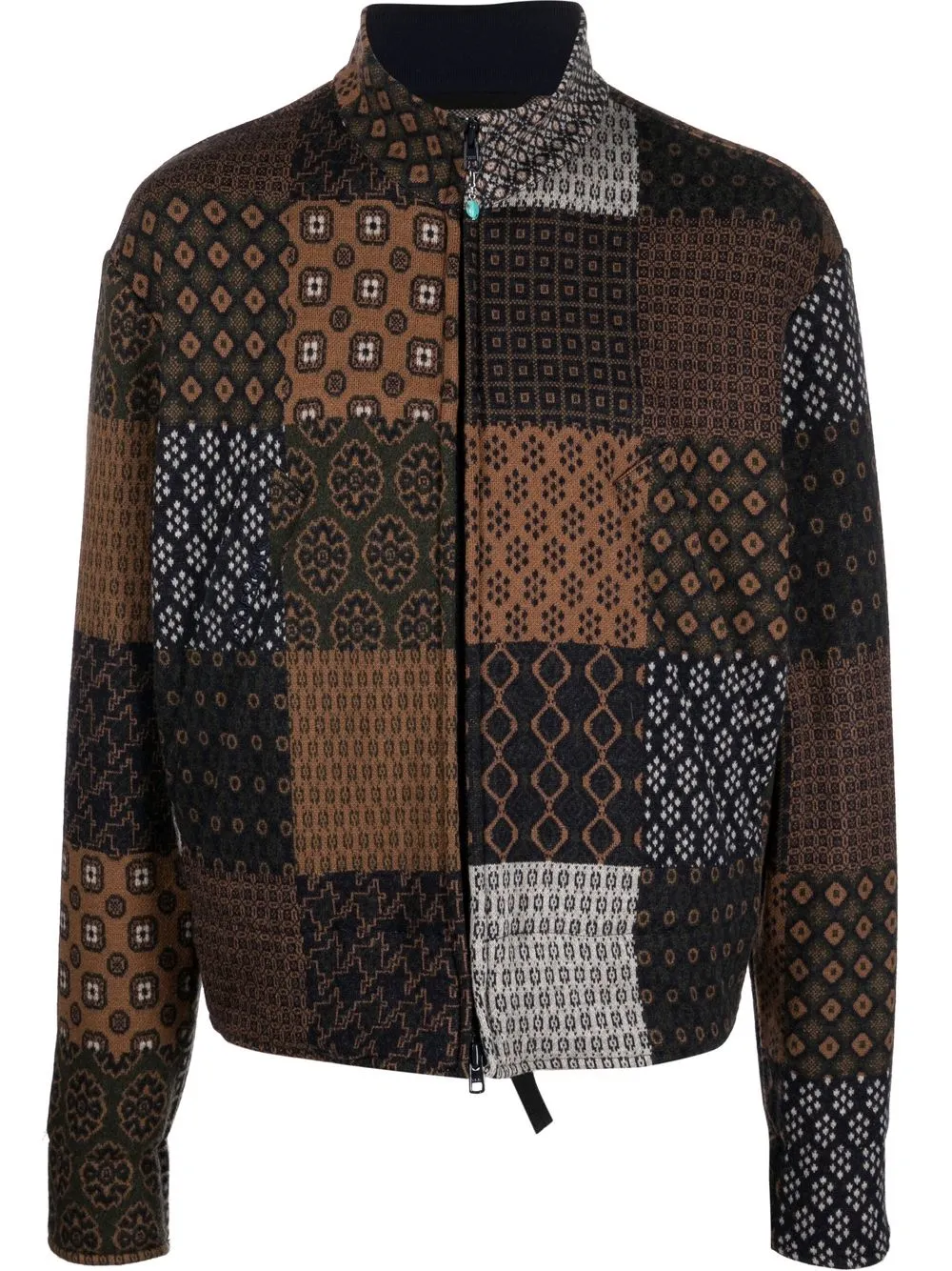 

4SDESIGNS chamarra con diseño patchwork - Marrón
