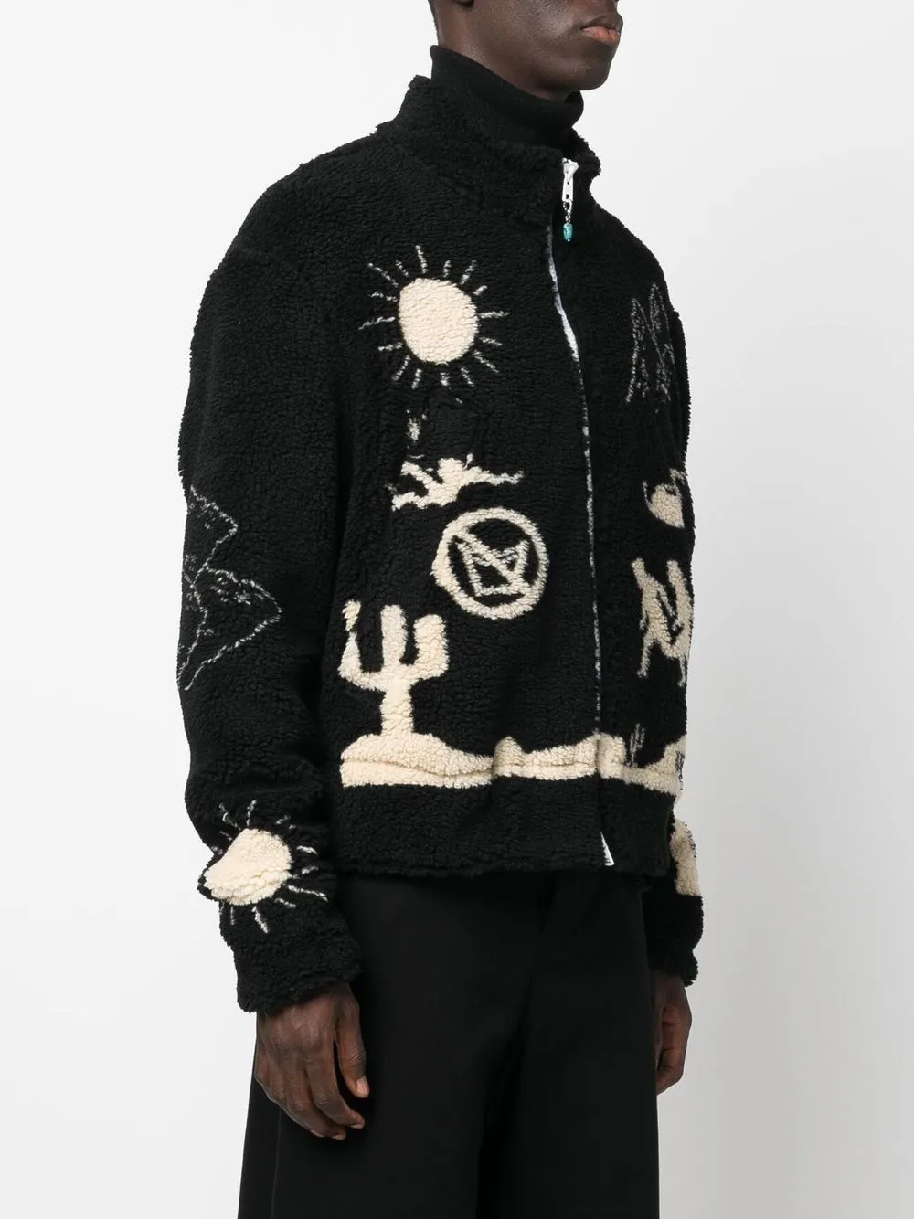 4sdesigns Frontera Fleece-jacquard Jacket In Black