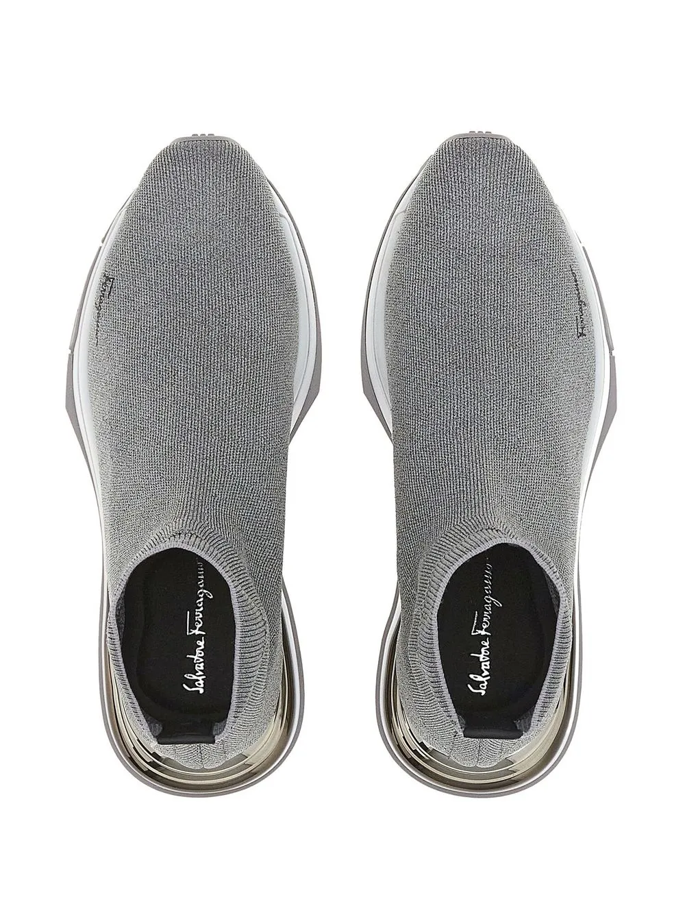 Ferragamo Logo-print Sock Sneakers In Grey