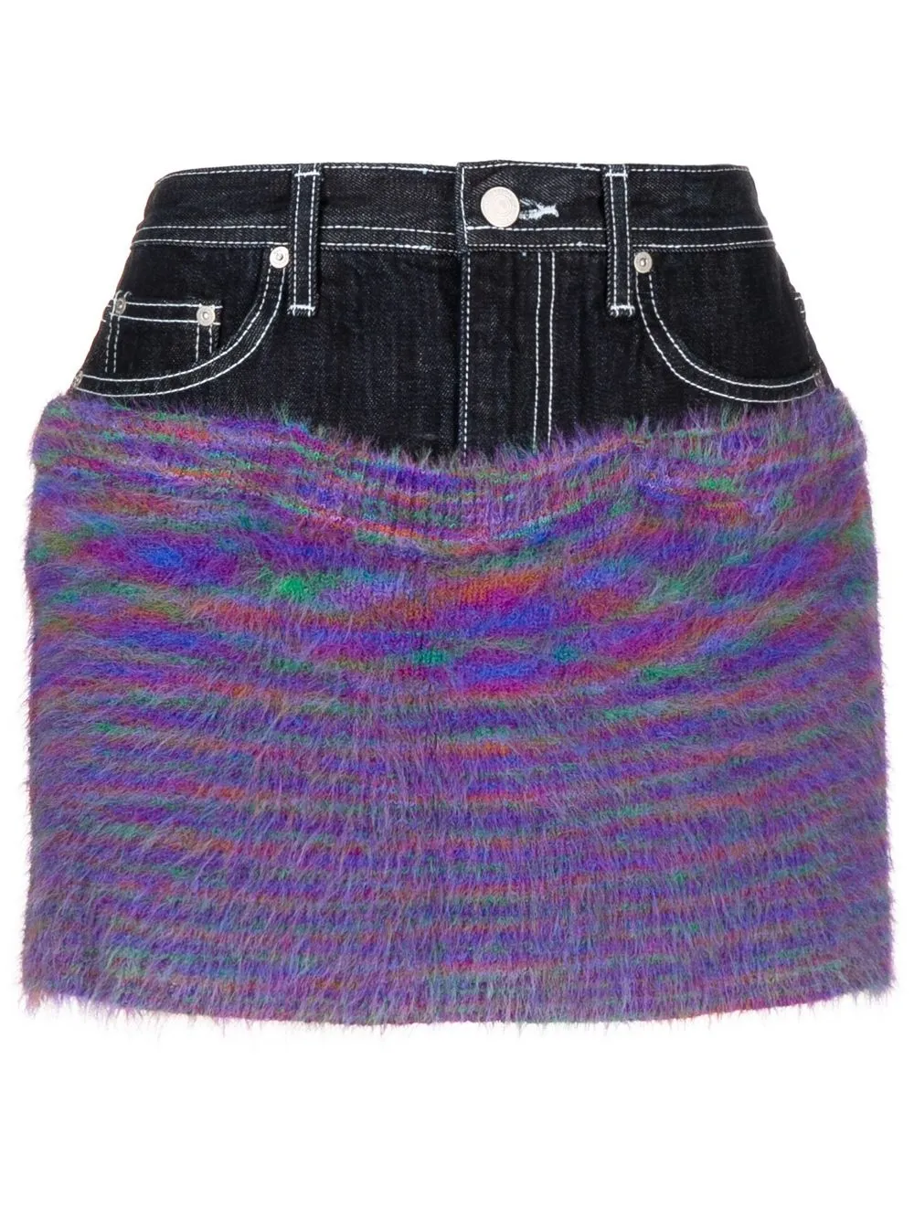 

Andersson Bell textured-panel detail mini skirt - Blue