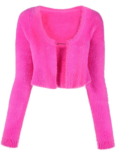 Jacquemus La Maille logo-charm cropped knitted cardigan