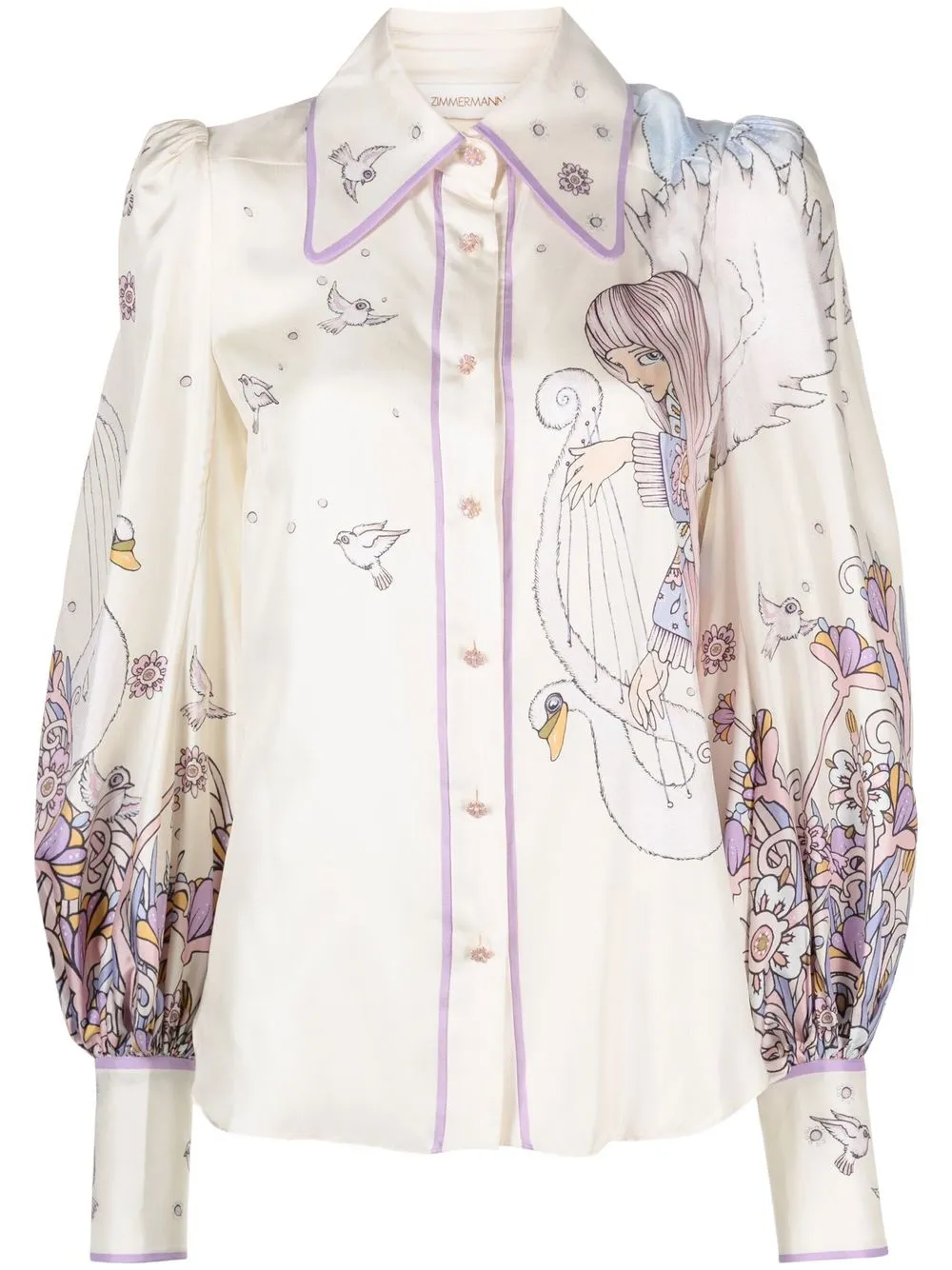 

ZIMMERMANN camisa de seda Celestial Virgo Zodiac - Neutro