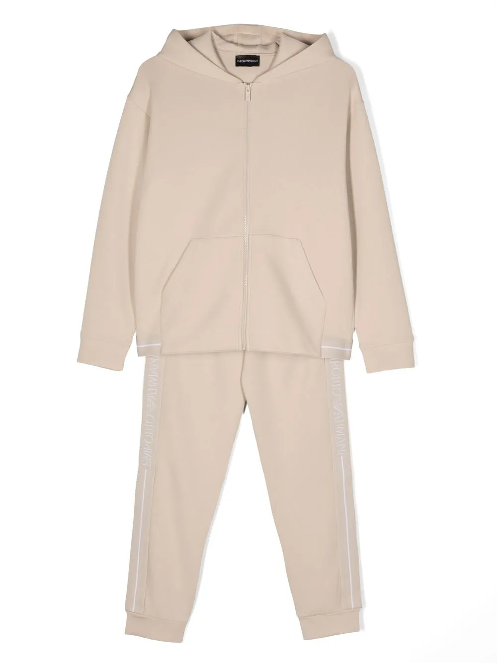 

Emporio Armani Kids logo-tape hooded tracksuit - Neutrals