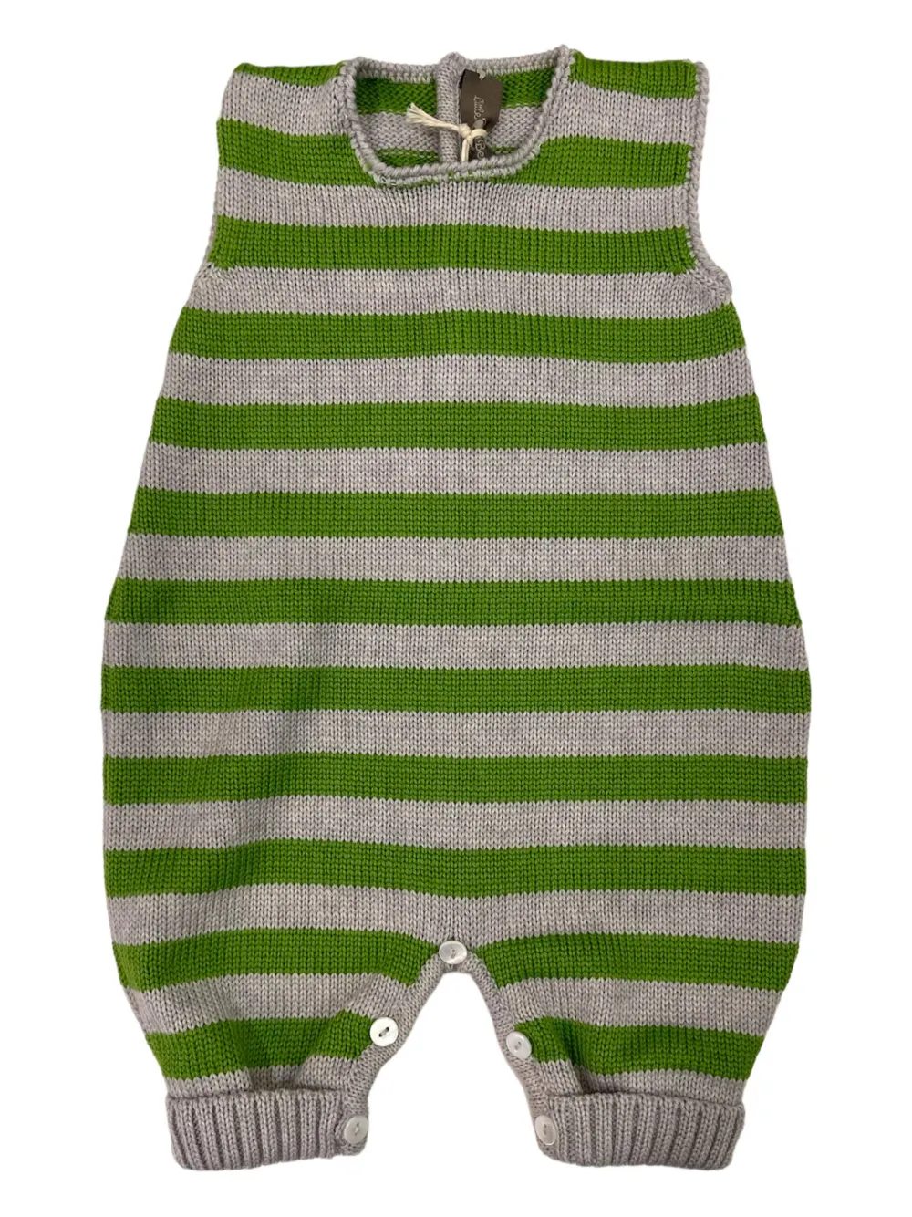 Little Bear striped-pattern sleeveless romper | Green | Image 1