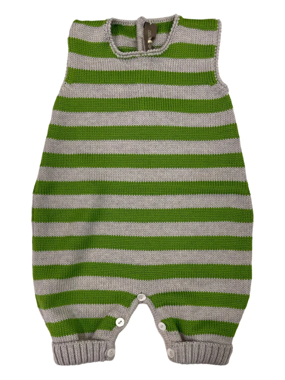 Little Bear striped-pattern sleeveless romper | verde | Image 1