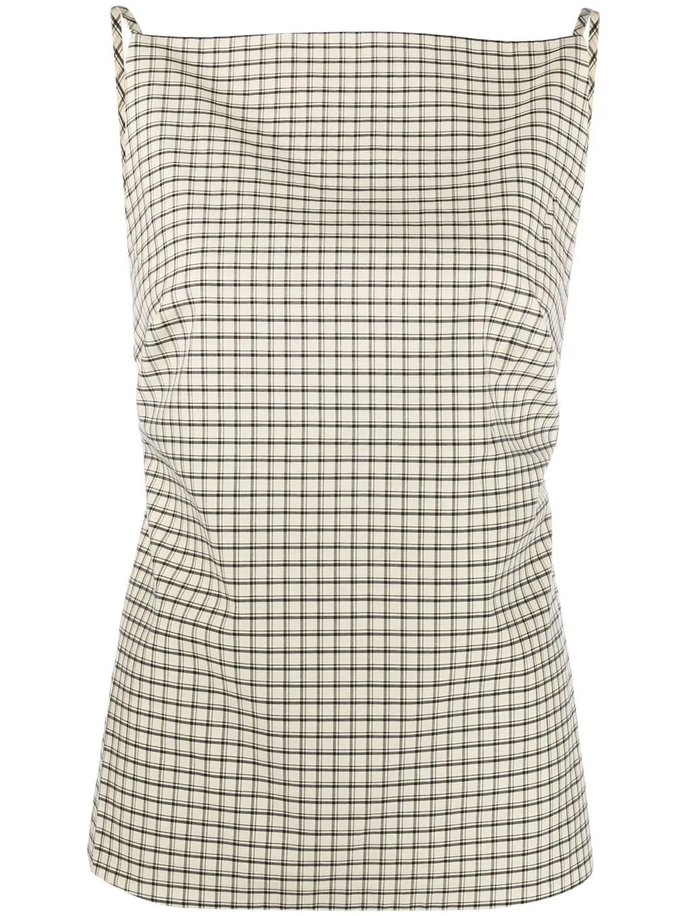 

St. Agni square-neck check-pattern top - Neutrals