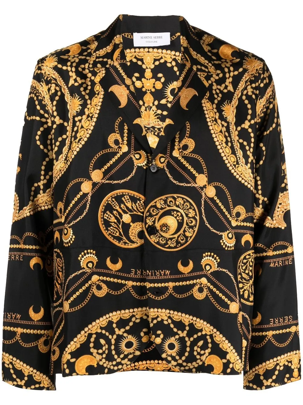 Marine Serre Black Ornament Jewellery Print Silk Shirt