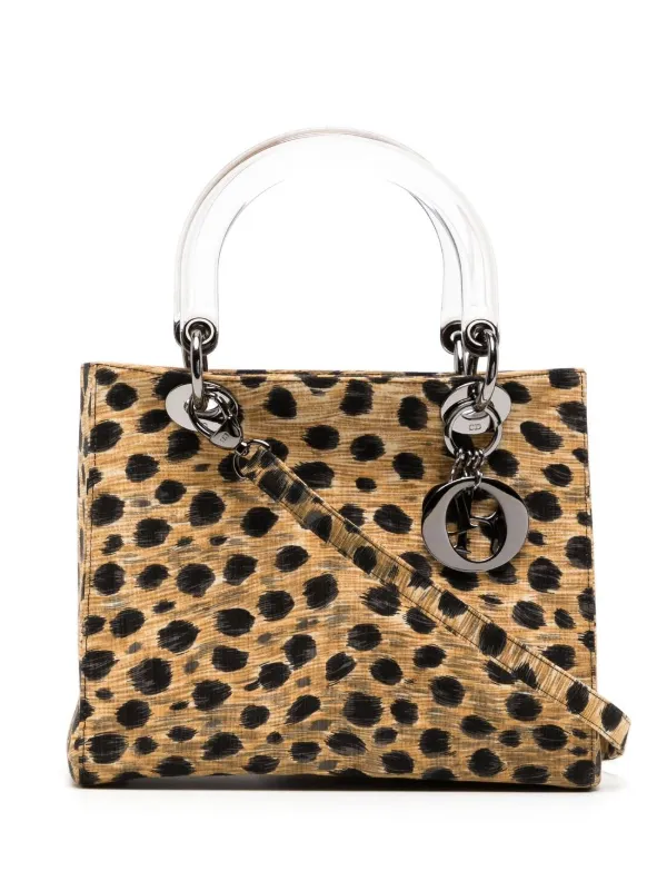 Alphabet Initial Leopard Print Brown Bag Charm