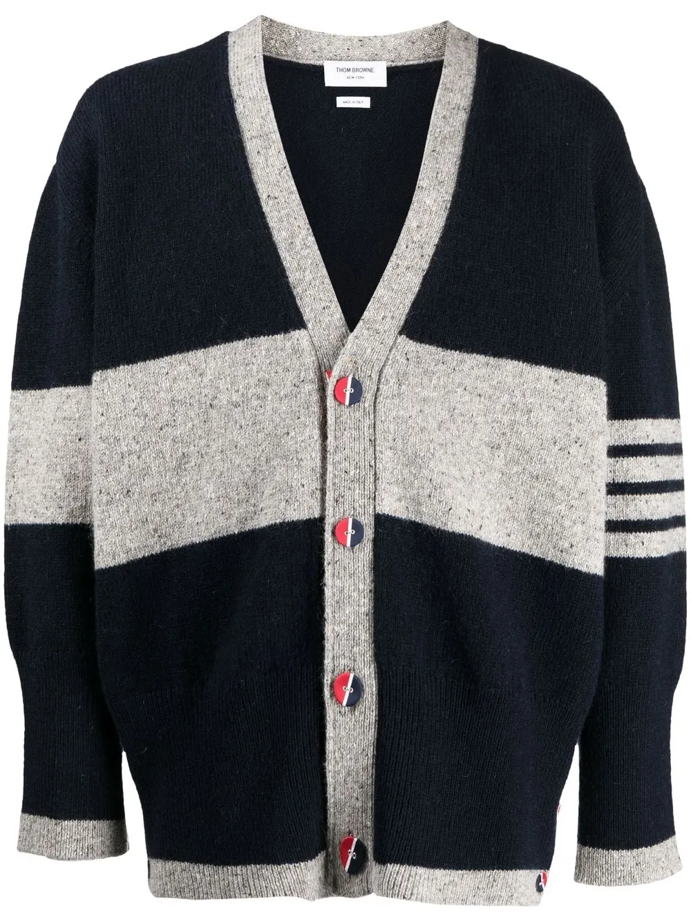 

Thom Browne cárdigan tejido con ribete de rayas RWB - Azul