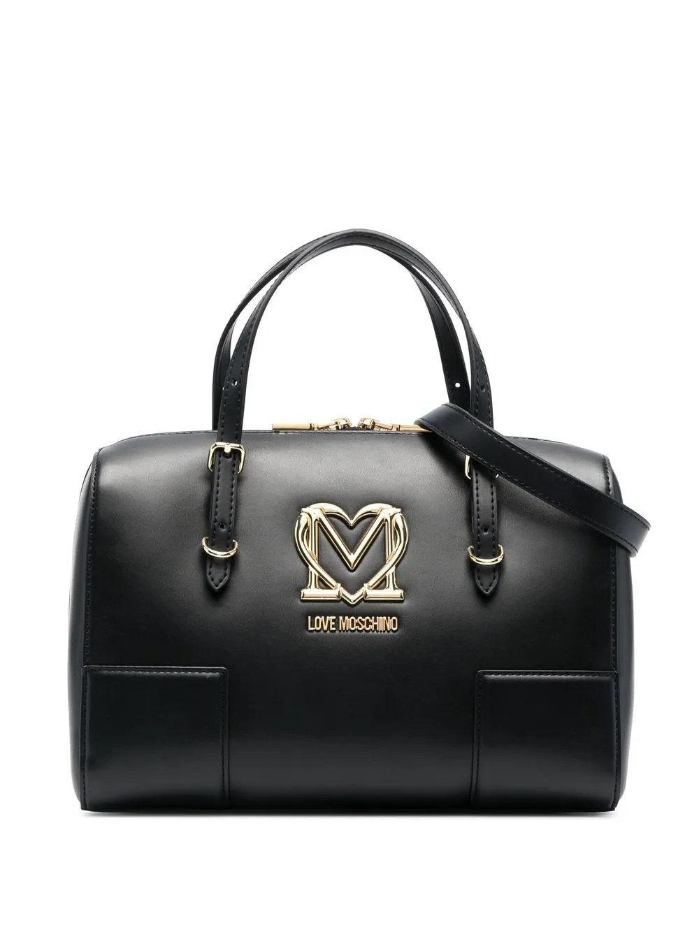 

Love Moschino tote pequeña con placa del logo - Negro