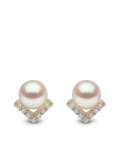 Yoko London Par de brincos Trend em ouro amarelo 18k com diamante e pérola