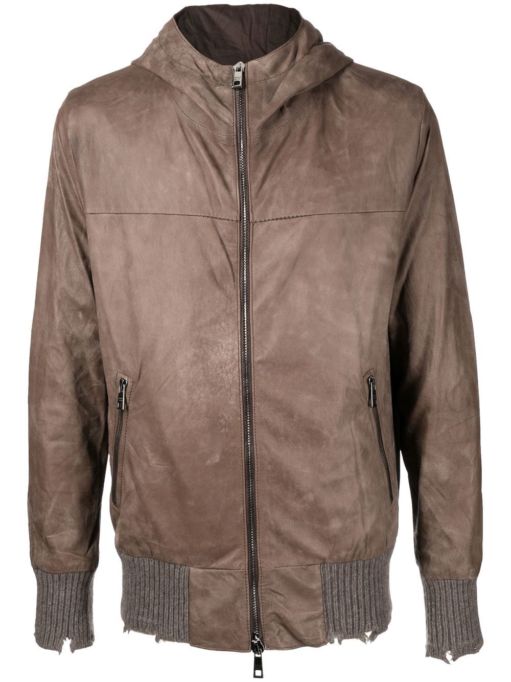 

Giorgio Brato leather hooded bomber-jacket - Brown