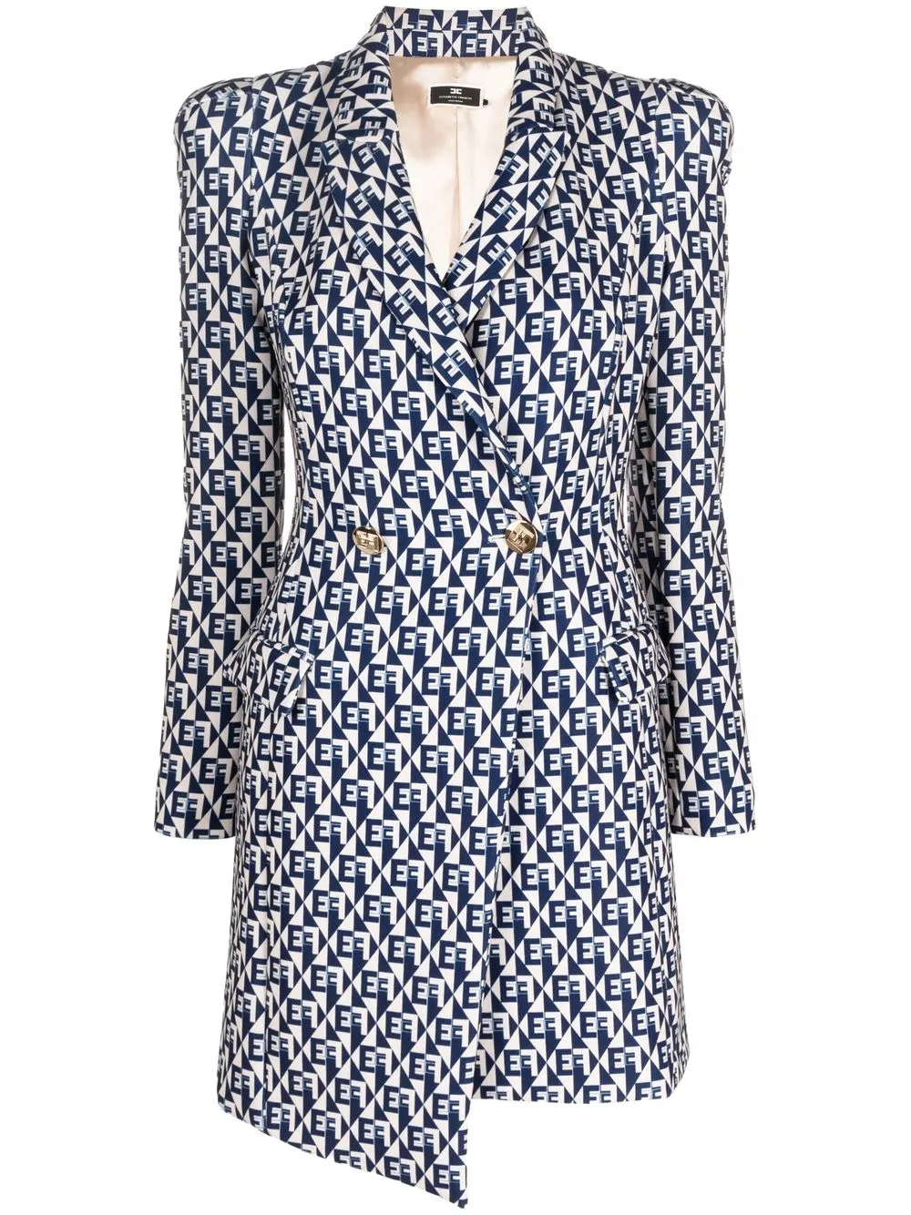 

Elisabetta Franchi vestido estilo blazer con logo estampado - Azul