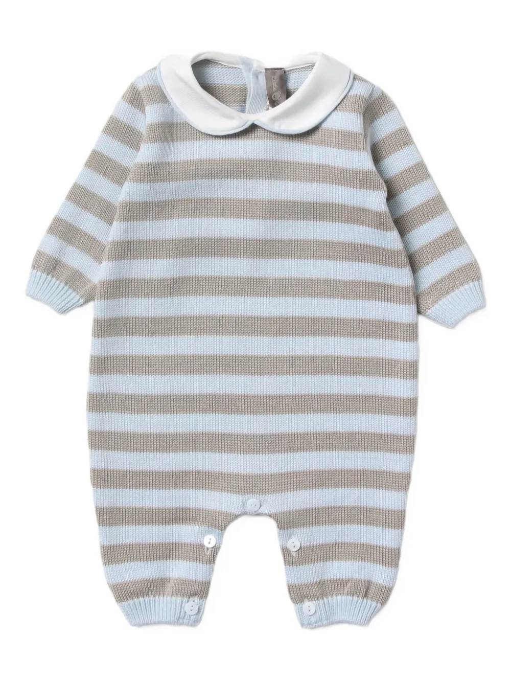 Little Bear striped round-collar romper | Neutrals | Image 1
