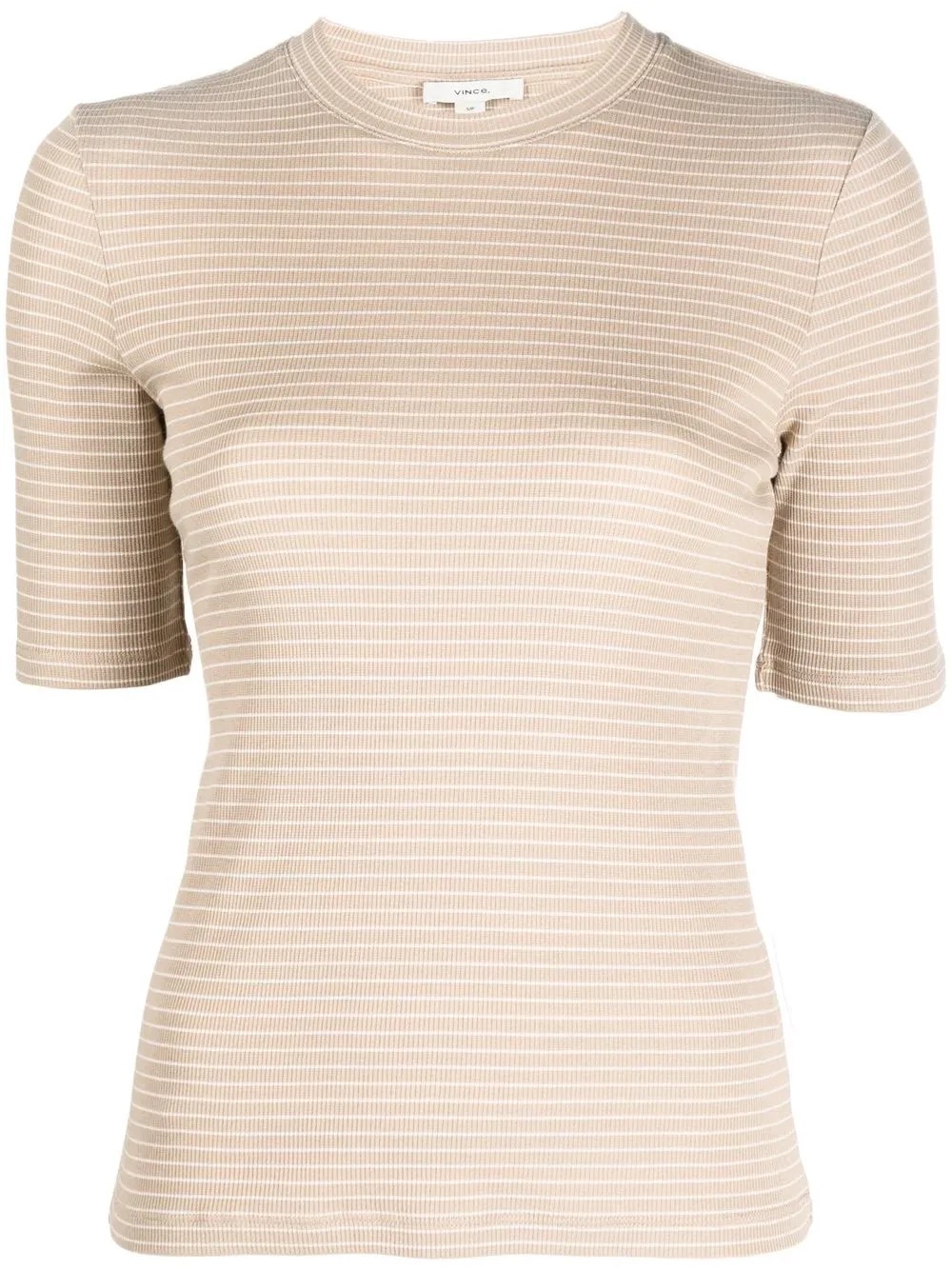 

Vince ribbed short-sleeved knitted top - Neutrals