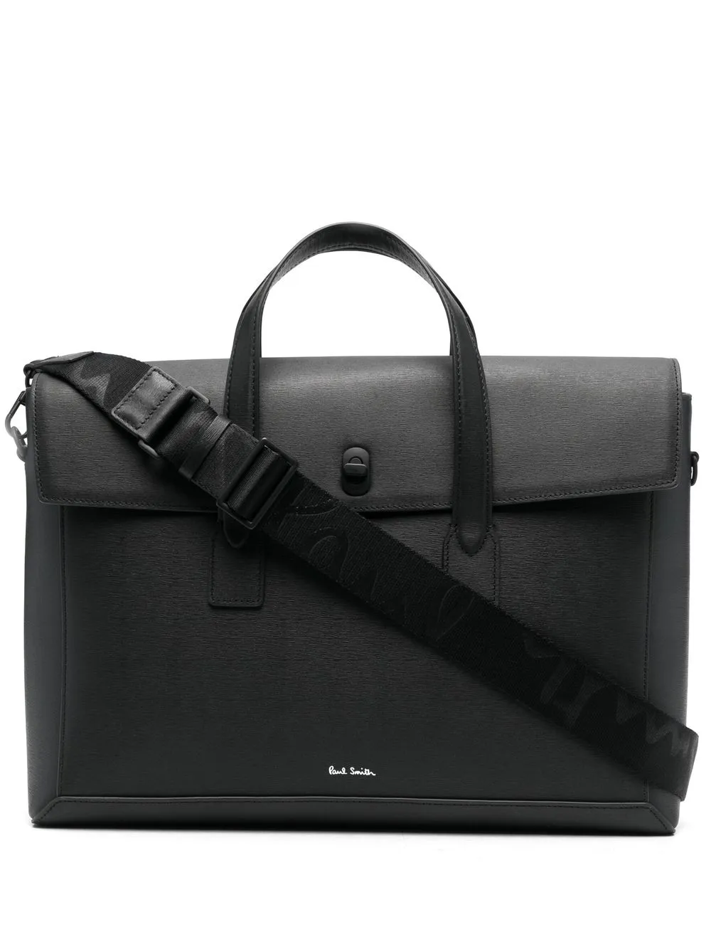 Paul Smith Logo-print Leather Briefcase In Black