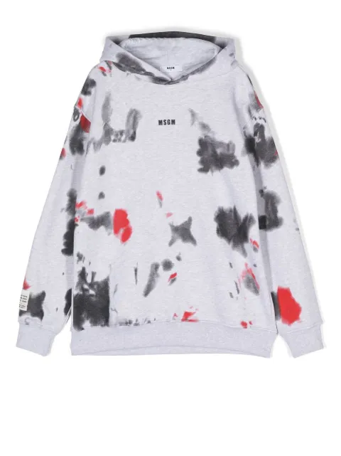 MSGM Kids tie-dye print logo hoodie
