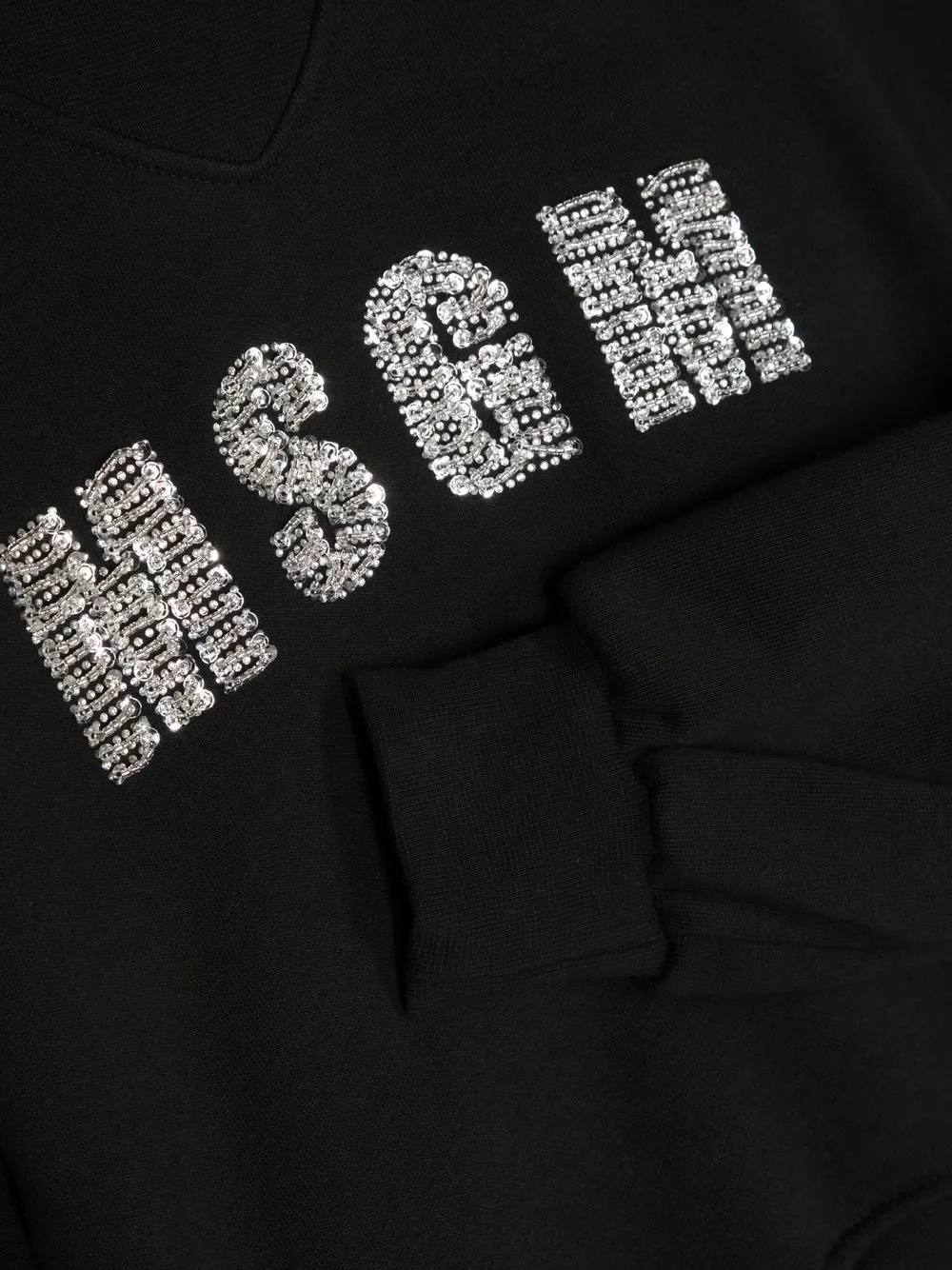  Msgm Kids Sweatshirt Mit Kristall Logo   Schwarz 