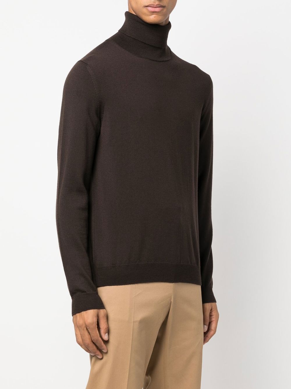 Shop Zanone Roll-neck Long-sleeve Jumper In Brown