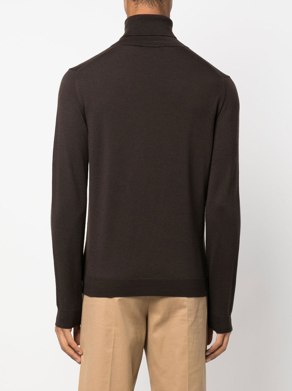 Shop Zanone Roll-neck Long-sleeve Jumper In Brown