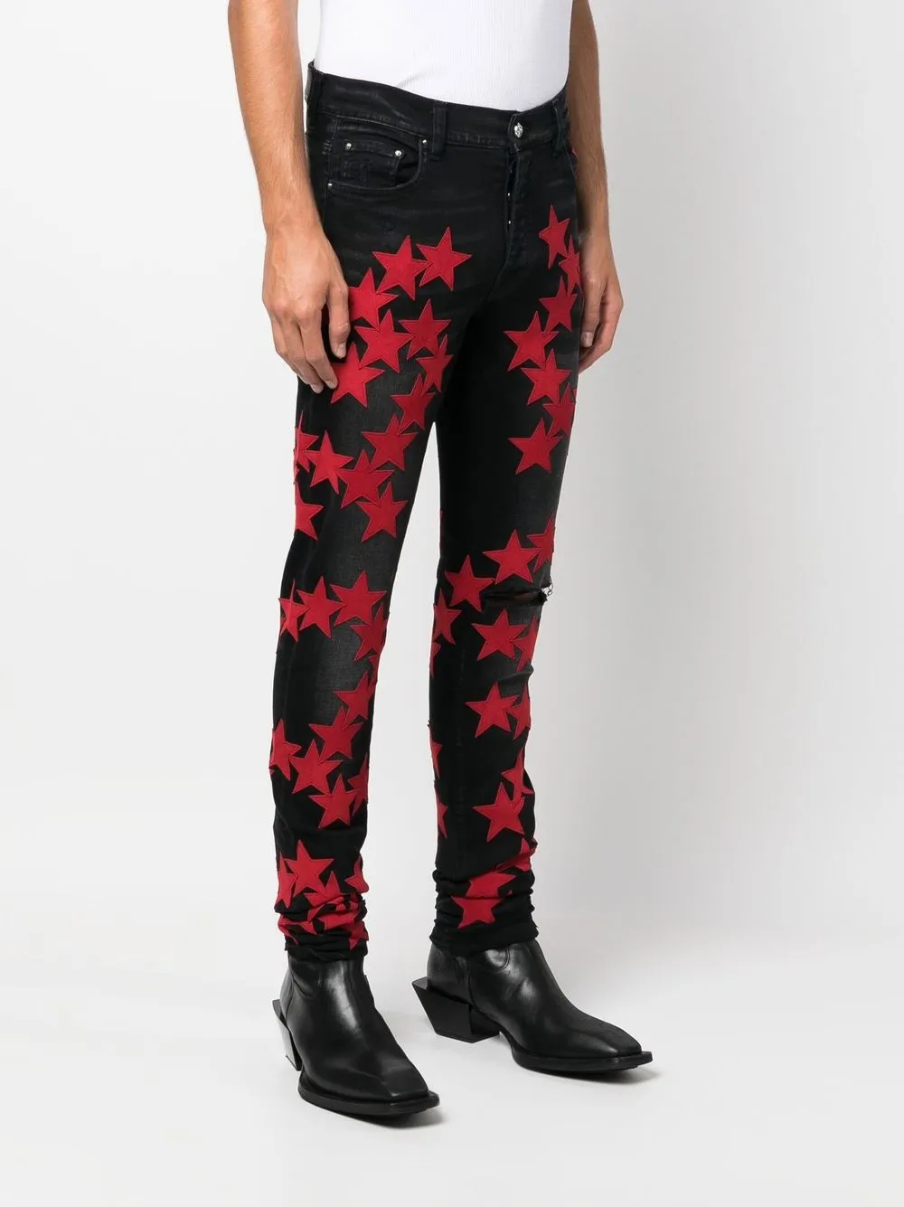  Amiri Vaqueros Rectos Con Aplique De Estrella - Negro 