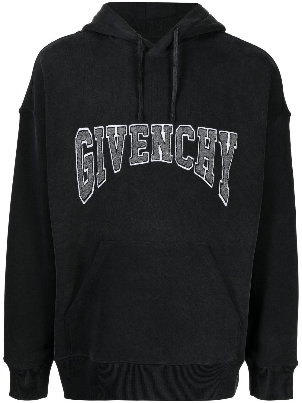 Givenchy Logo Appliqué Drawstring Hoodie In Grey