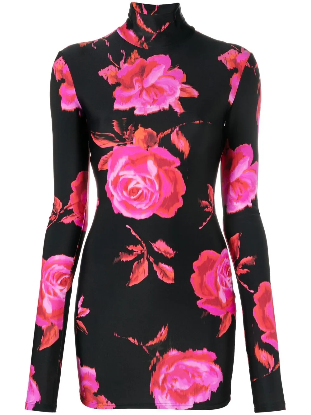 

THE ANDAMANE floral-print long-sleeved midi dress - Black