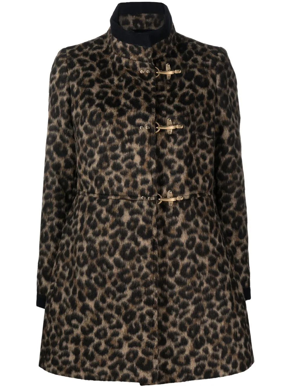 

Fay abrigo Virginia con animal print - Negro