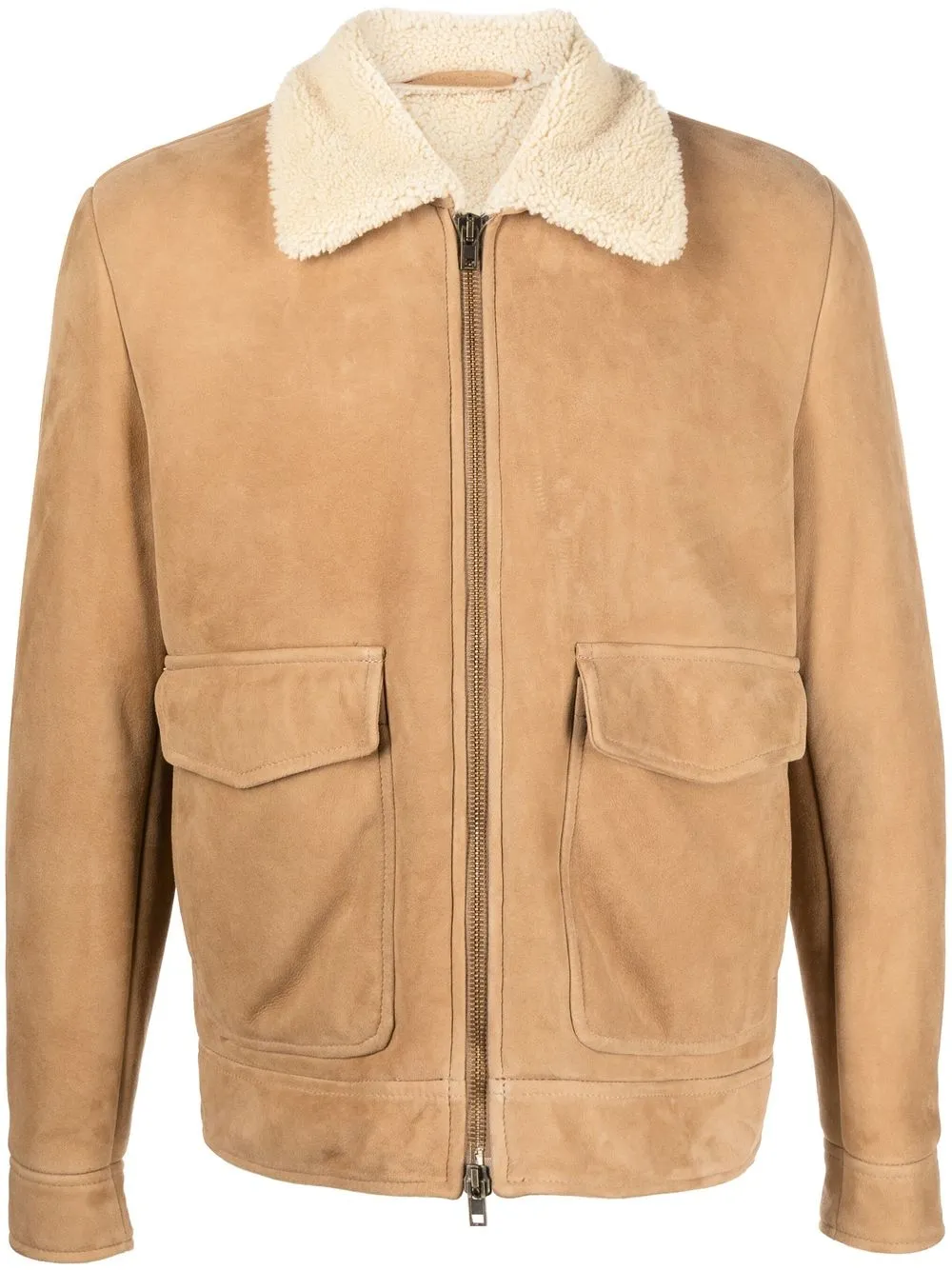 

Salvatore Santoro shearling-collar leather jacket - Neutrals