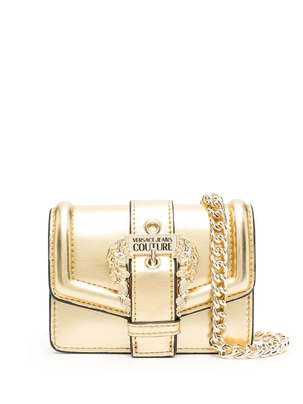 

Versace Jeans Couture bolsa crossbody con logo en la hebilla - Dorado