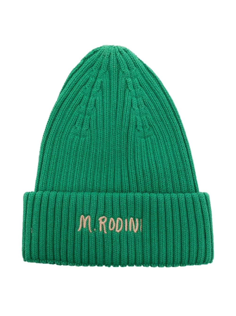 

Mini Rodini embroidered-logo ribbed beanie - Green