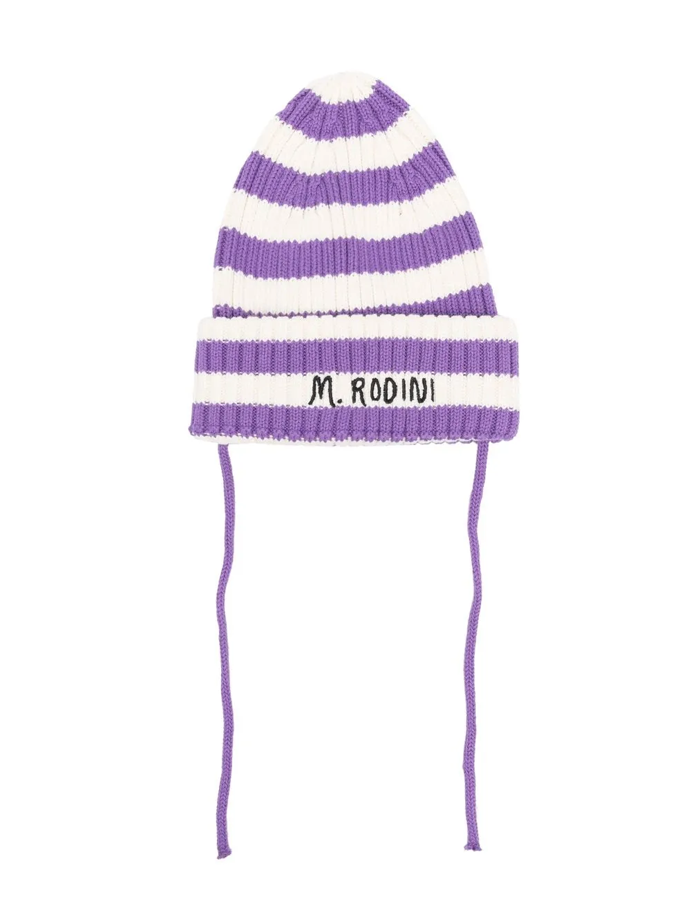 

Mini Rodini embroidered-logo striped beanie - Purple