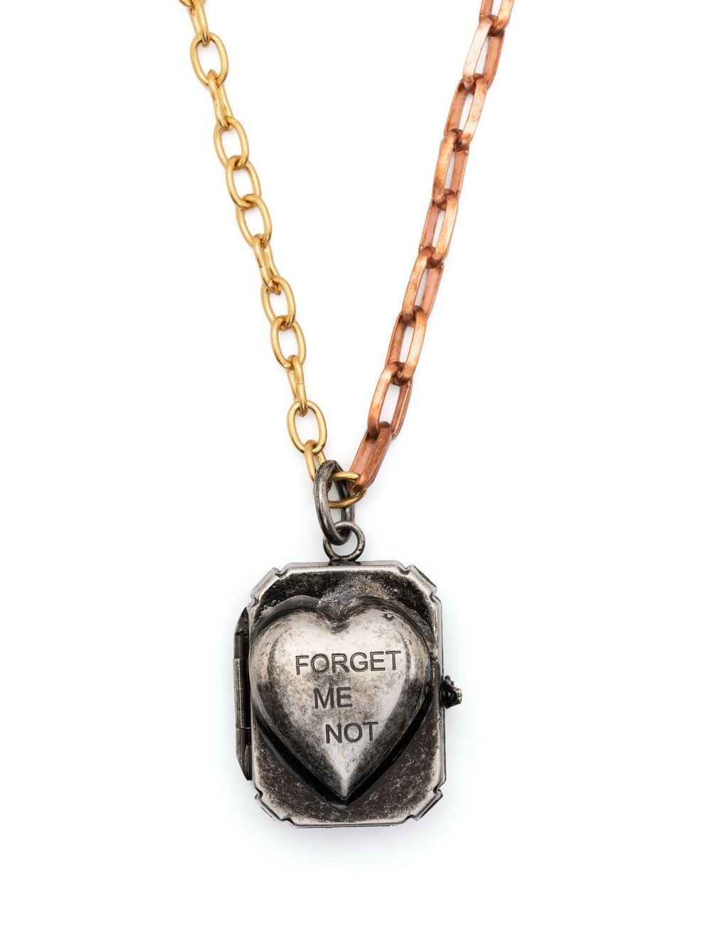 Marni Heart-pendant Chain-link Necklace In Metallic