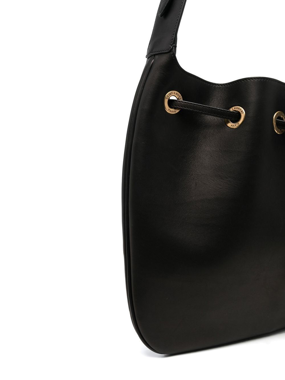 Shop Saint Laurent Drawstring Bucket Shoulder Bag In Braun