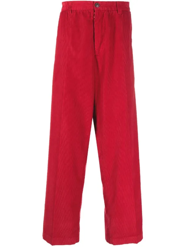 Red Corduroy Pants - Wide Leg Trousers 