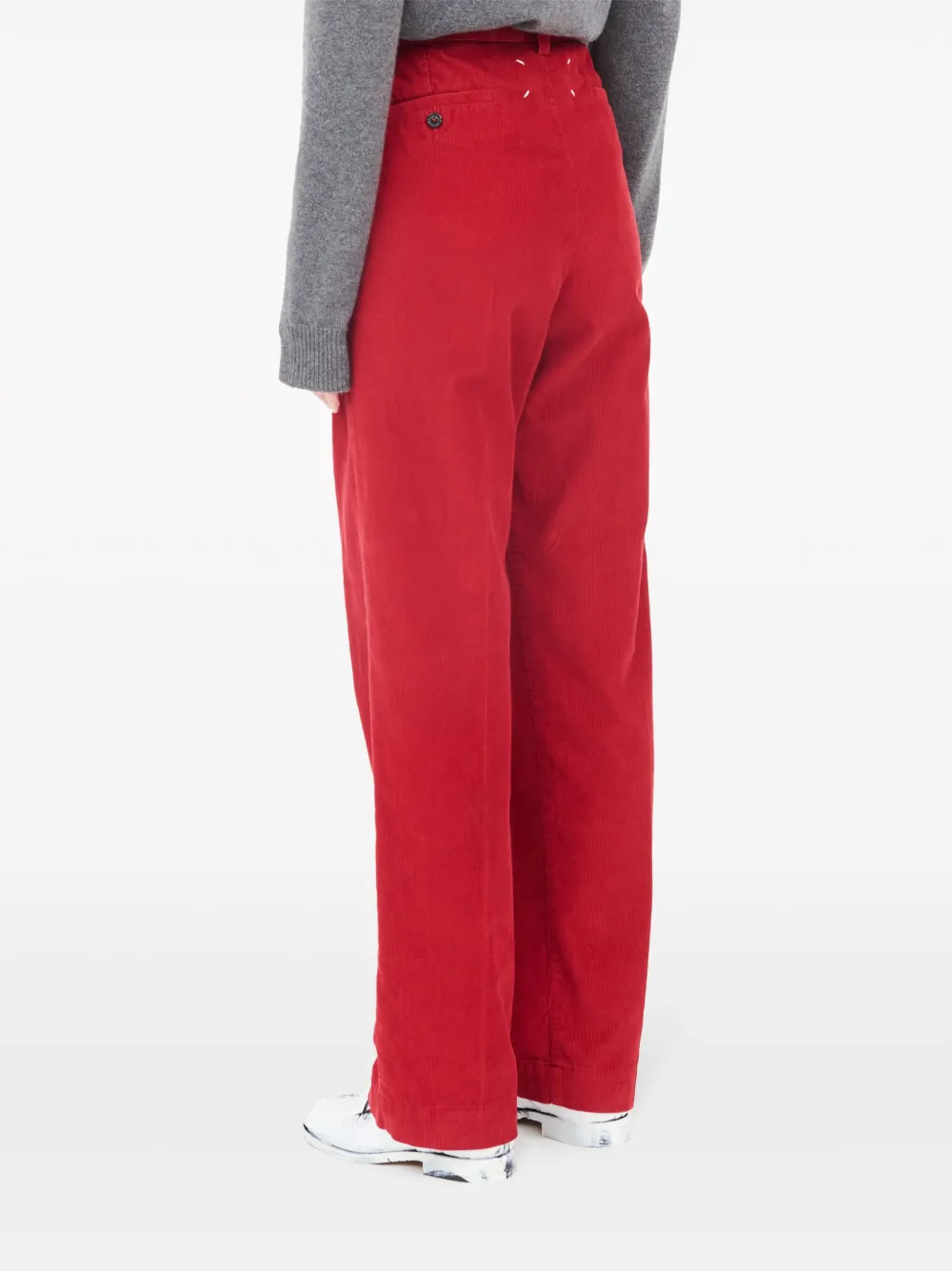 Shop Maison Margiela High-waisted Corduroy Trousers In Red