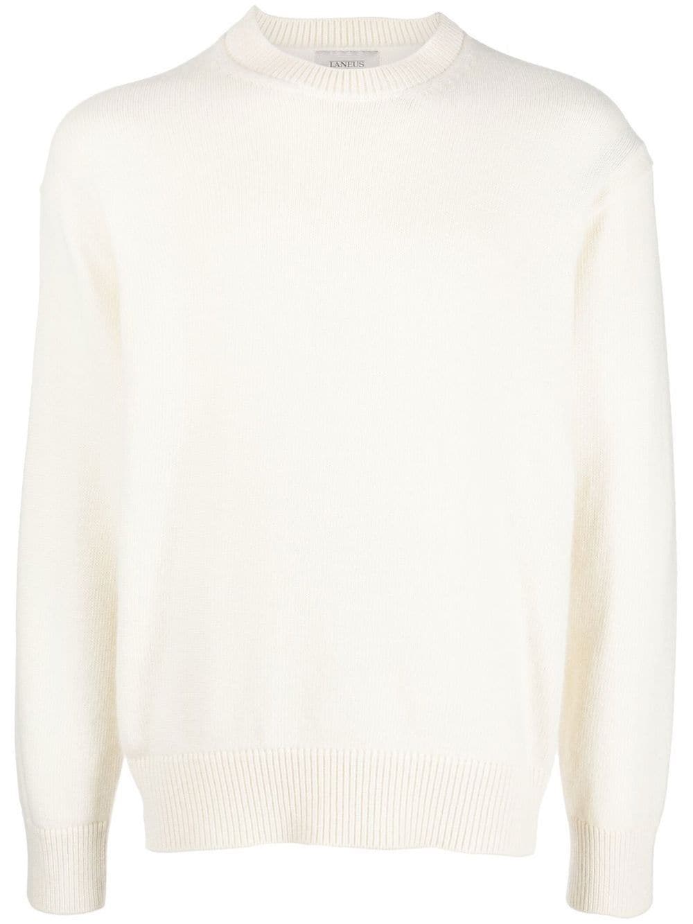 Shop Laneus Crew-neck Knitted Sweater In White