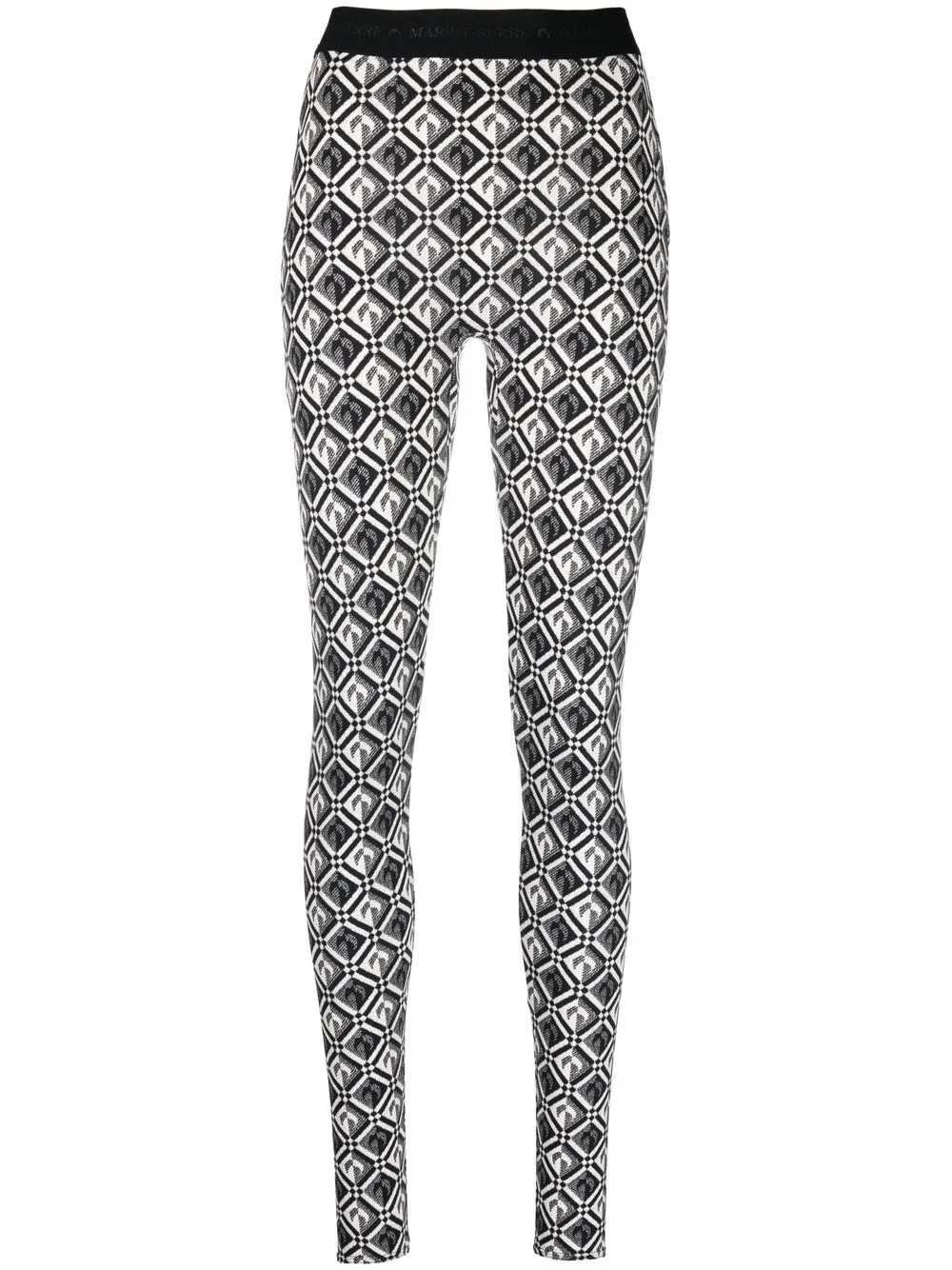 

Marine Serre leggins con motivo de lunas crecientes en jacquard - Negro