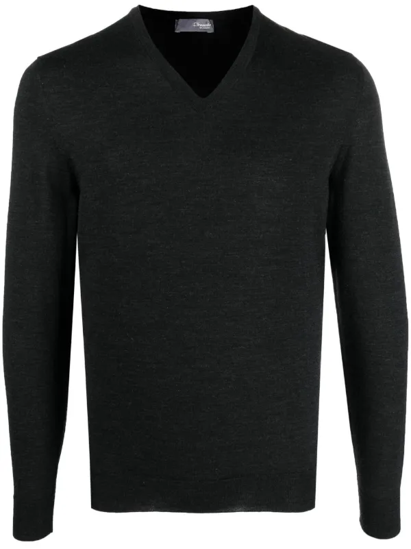Drumohr V-neck Knitted Jumper in Grey
