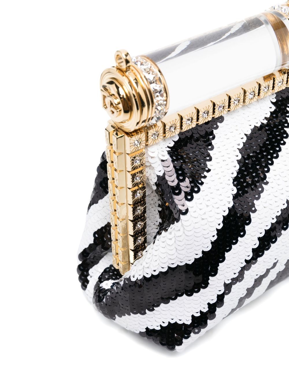 Shop Dolce & Gabbana Bubù Sequined Zebra-print Clutch Bag In White