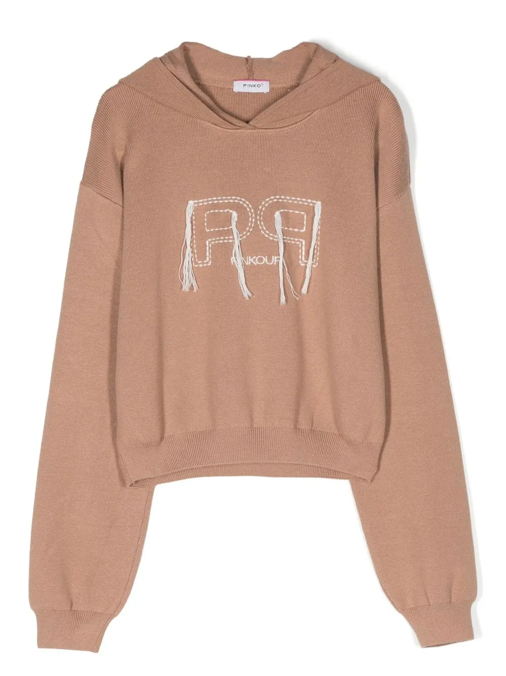 

Pinko Kids hoodie tejida con logo bordado - Neutro