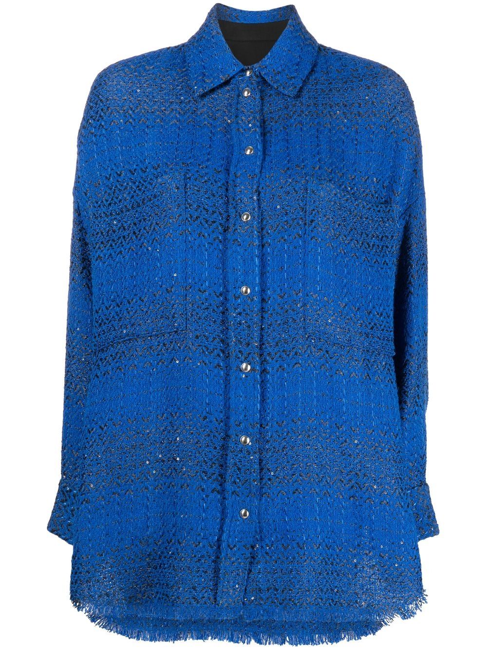 

IRO tweed front press-stud shirt - Blue