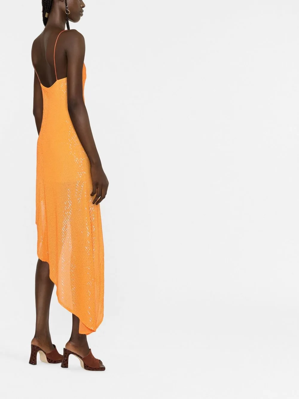 asymmetrical frock with sequenced jacket