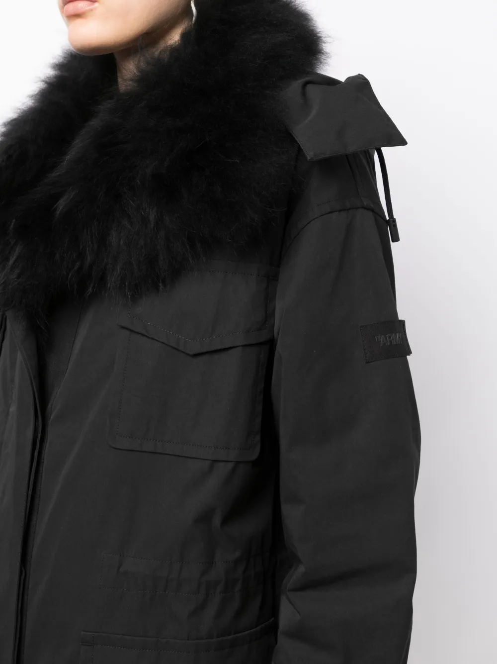 Shop Yves Salomon Hooded Midi Parka In Black