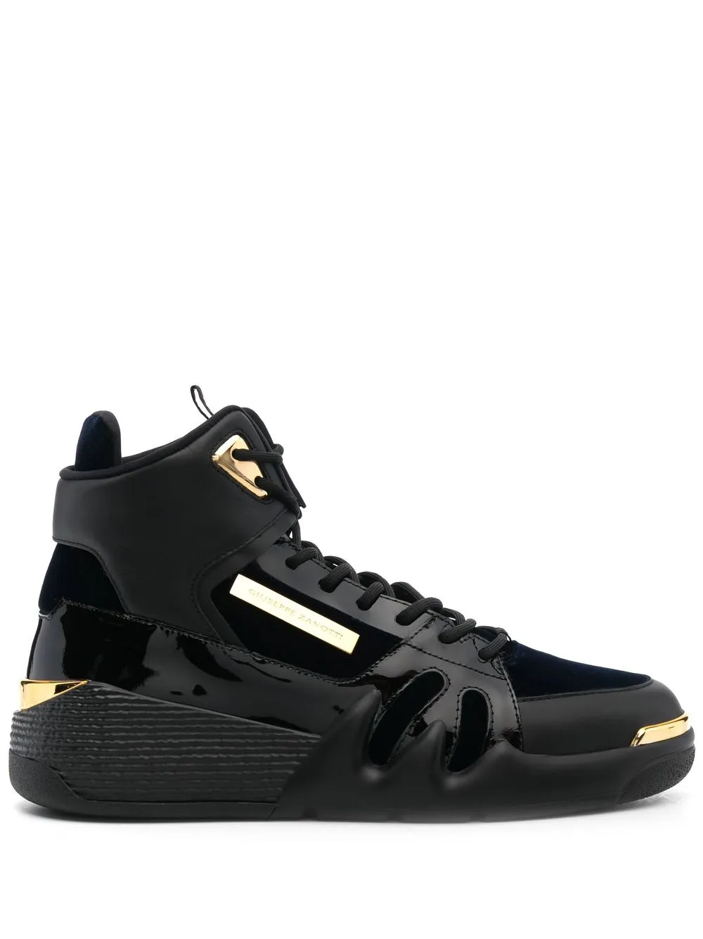 

Giuseppe Zanotti tenis altos con placa del logo lateral - Negro