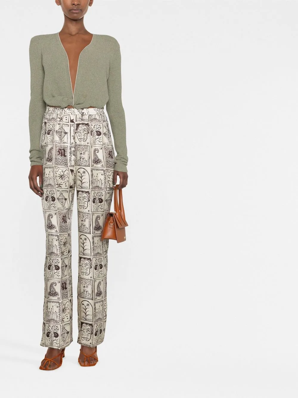 Nanushka Broek met grafische print - Beige